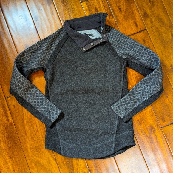 PrAna Women's Brandie Sweater Charcoal Grey Heather Wool Blend - Picture 2 of 6